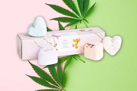 Bath Bombs with CBD -  5 Hearts Shaped with CBD - in a Gift Box - Can be personalized. (THC free)-0